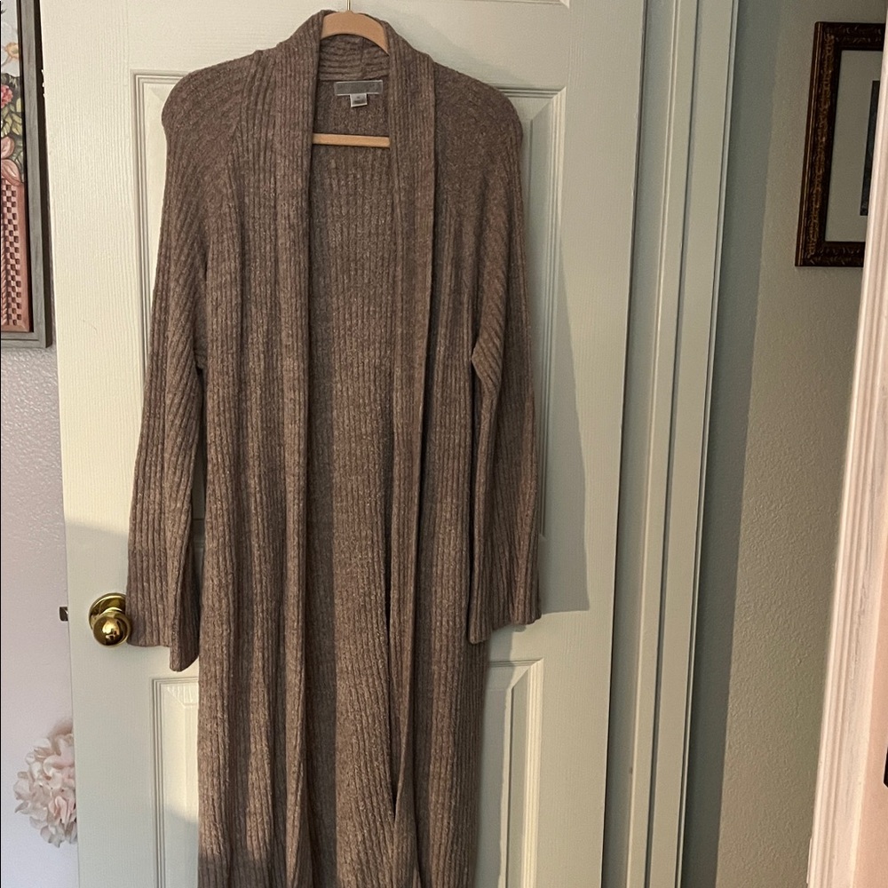 Barefoot Dreams Taupe Ribbed Cardigan